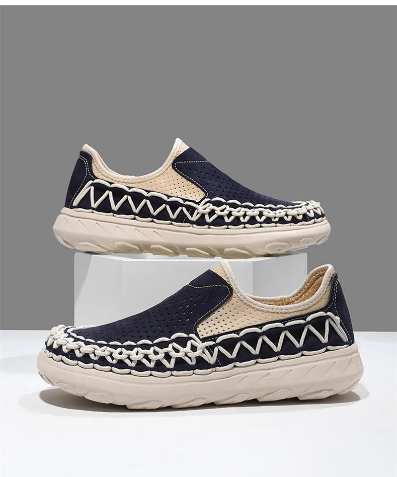 Summer Hand-woven Men's Shoes Fashion Men Casual Shoes Brand Designer Men Sneakers High Quality Outdoor Flats Driving Shoes