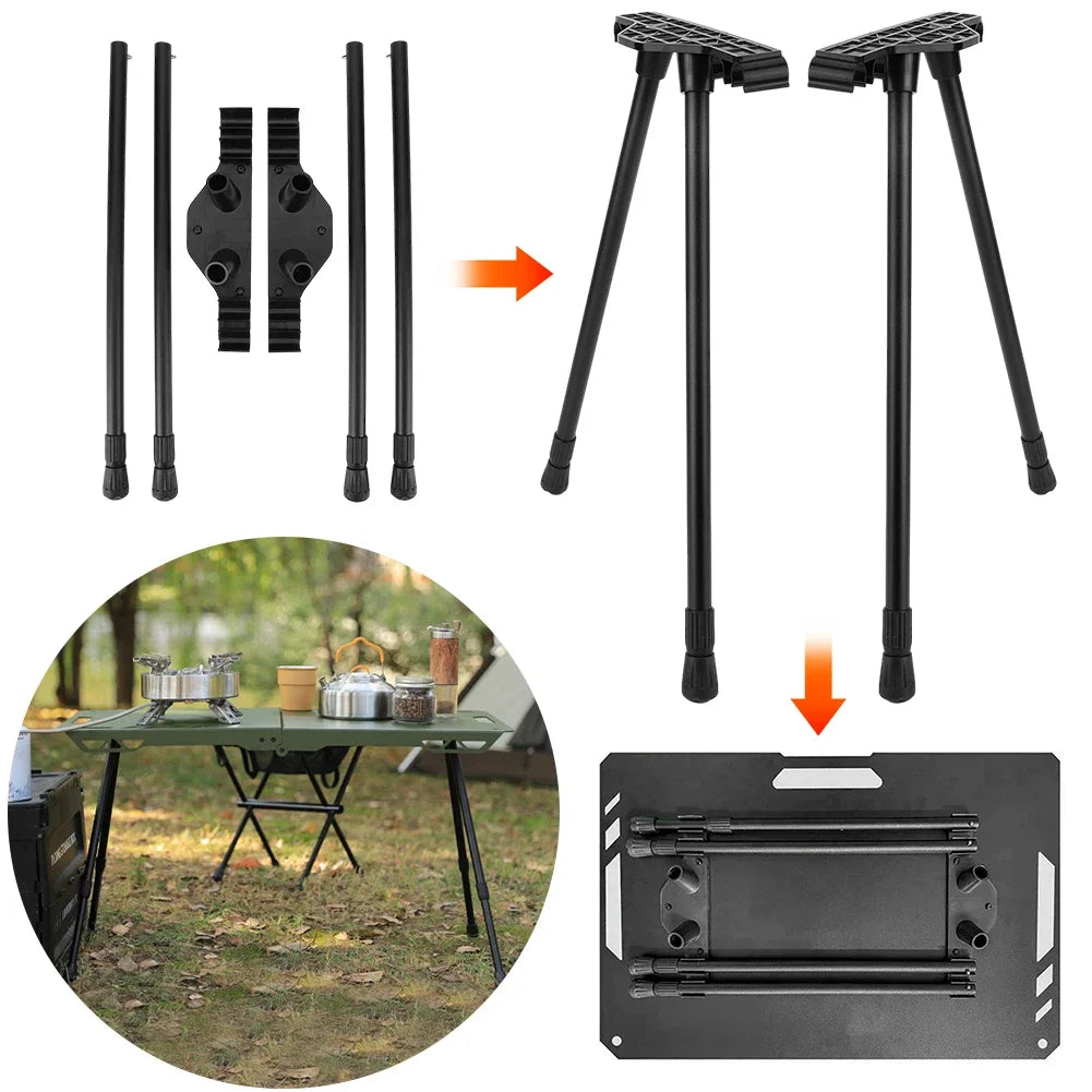 Folding Workbench Legs Metal Foldable Furniture Legs Adjustable Height Coffee Table Legs DIY Camping Equipment Outdoor Travel