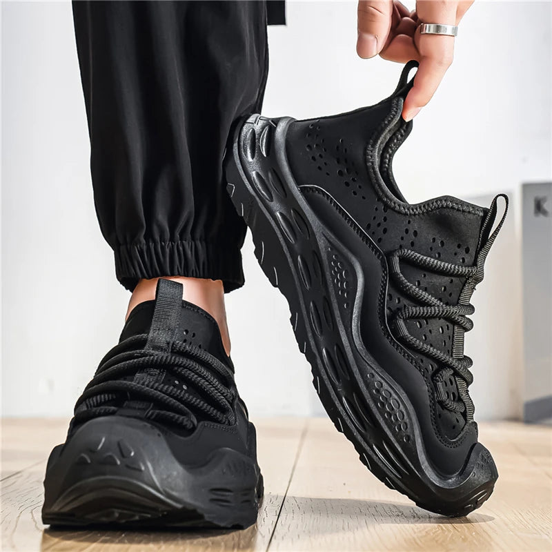 Spring Autumn New Mens Casual Shoes Fashion Anti Skid Wear Resistant Sports Sneakers Thick Sole Fashion Breathable Mesh Footwear