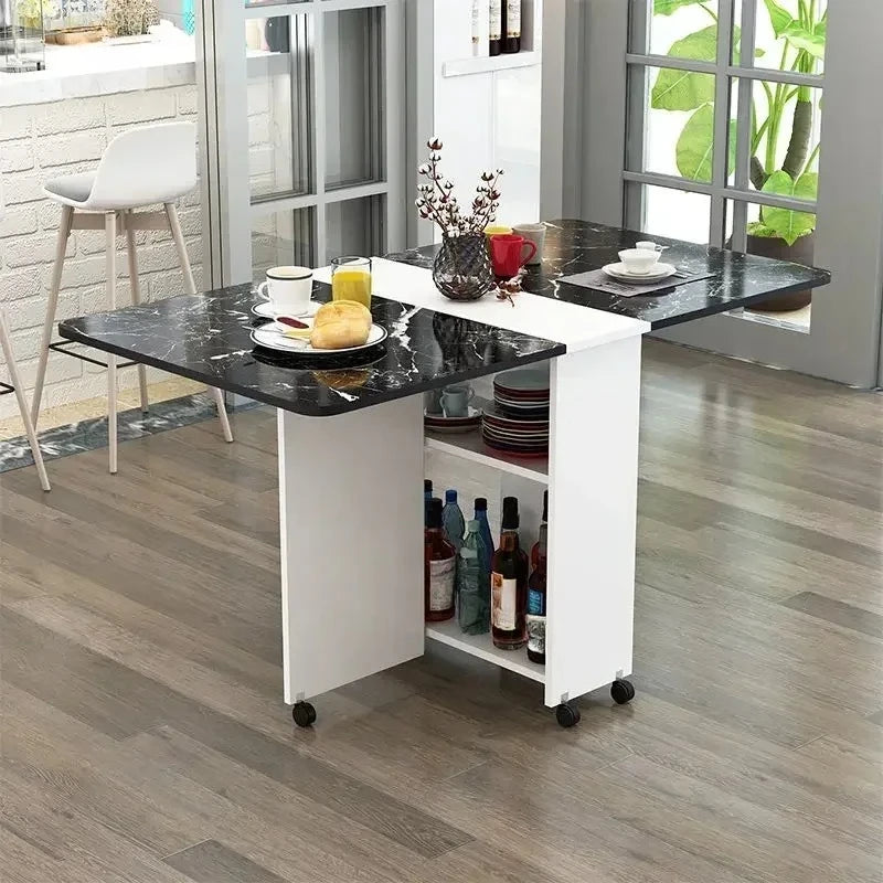 Folding Dining Table for Home Use, Small Apartment, Simple Multi-Functional Mobile Rectangular Dining Table
