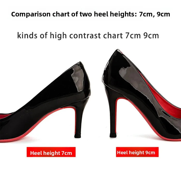 Sexy Nude High Heels Red Sole Women's Shoes Fashionable Thin Heel Single Shoes for Women Super Fibre Leather Inner Material