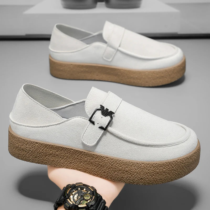 New autumn and winter men's shoes high-quality suede casual shoes British style thick soled board shoes fashionable slippers