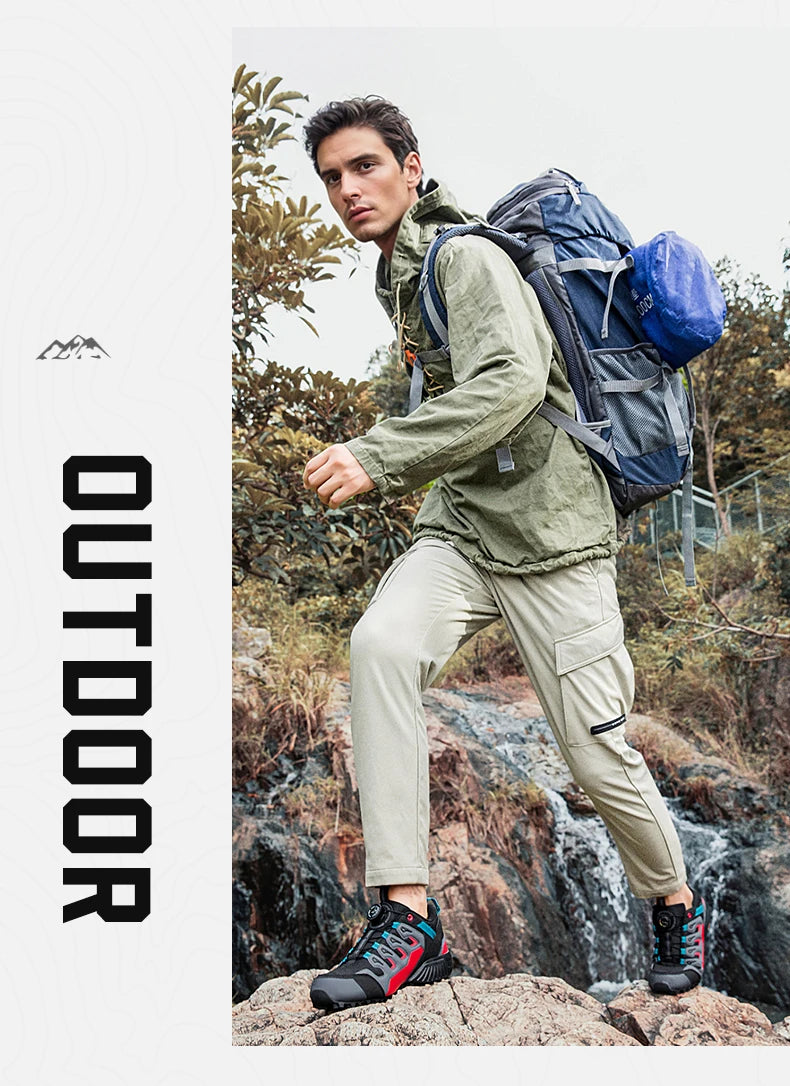 Men's Hiking Shoes Suede Leather Outdoor Shoes Wear-resistant Men Trekking Walking Hunting Tactical Sneakers