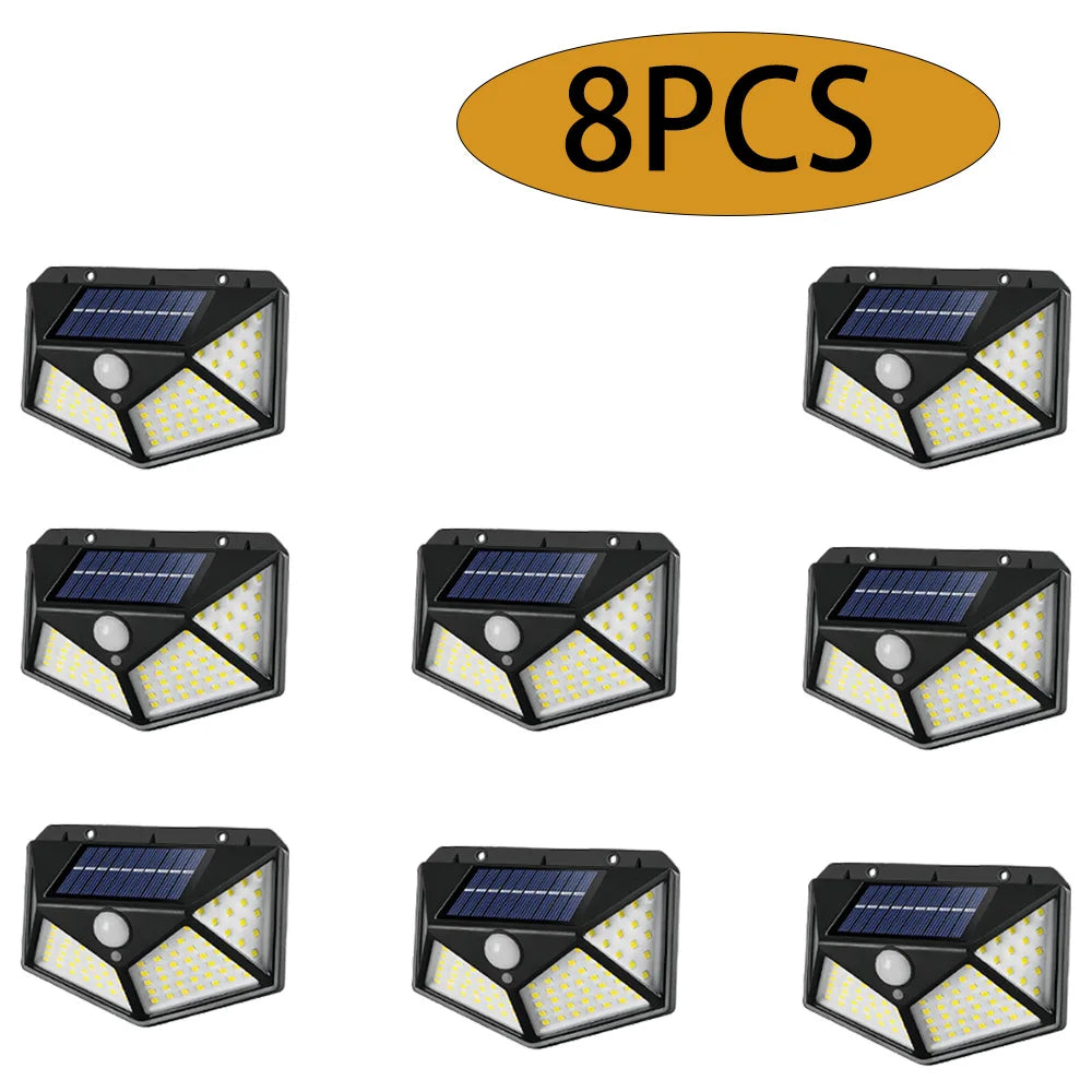 Solar Lights Outdoor 100 LED Motion Sensor Wall Lamp Outside Waterproof Solar Flood Lights For Yard,Garden,Garage, Fence,Patio