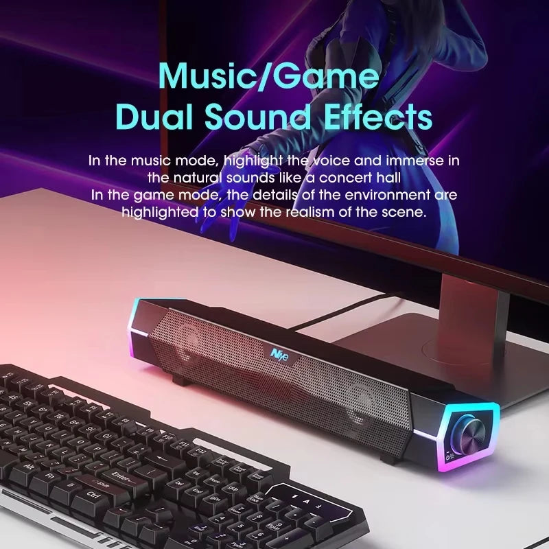 Bluetooth 5.0 and Wired Computer Soundbar Speakers, 4D Surround Sound Stereo with Subwoofer for Laptop and PC