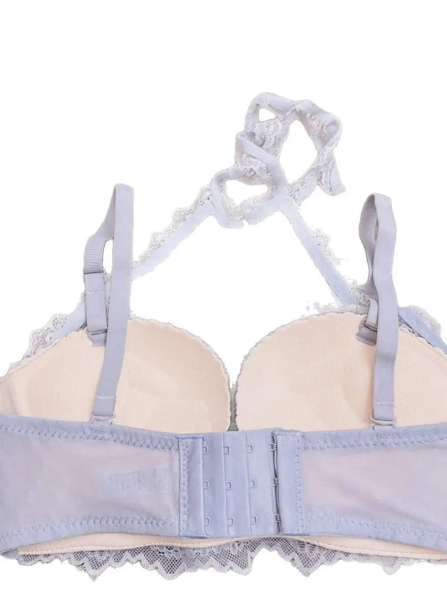Pure Style Bralette Panty Set Halter Neck Strapless Wire Free Lace Matching Lingerie Set Sexy Lift Anti Sagging
