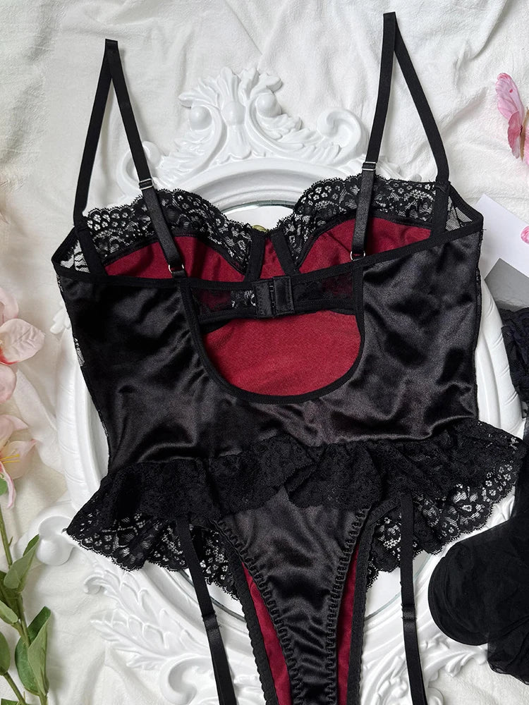 Sexy Erotic Set Erotic Bra And Panty Garter Set Erotic Underwear Set Sensual Intimates Women Sexy Garter Kit Tassel Lingerie Set