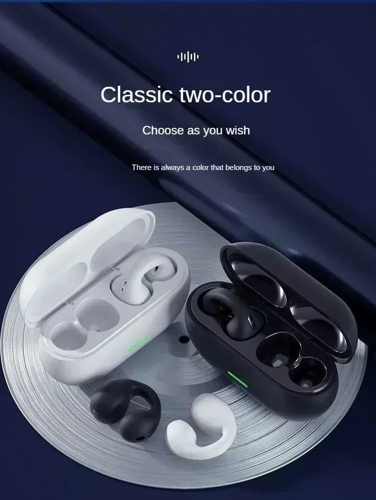 Bluetooth 5.3 Wireless Bone Conduction Headphones Clip Ear Music Noise Canceling Headset HD Call Sports Gaming Earphone
