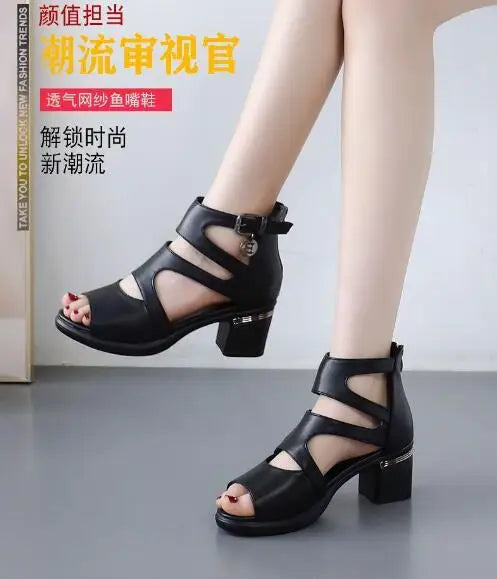 2025 NEW Comfortable Fashion Shoes Women Sandals High Heels Summer Sweet Fashion Wedding Shoes White and Black Handmade Sandals