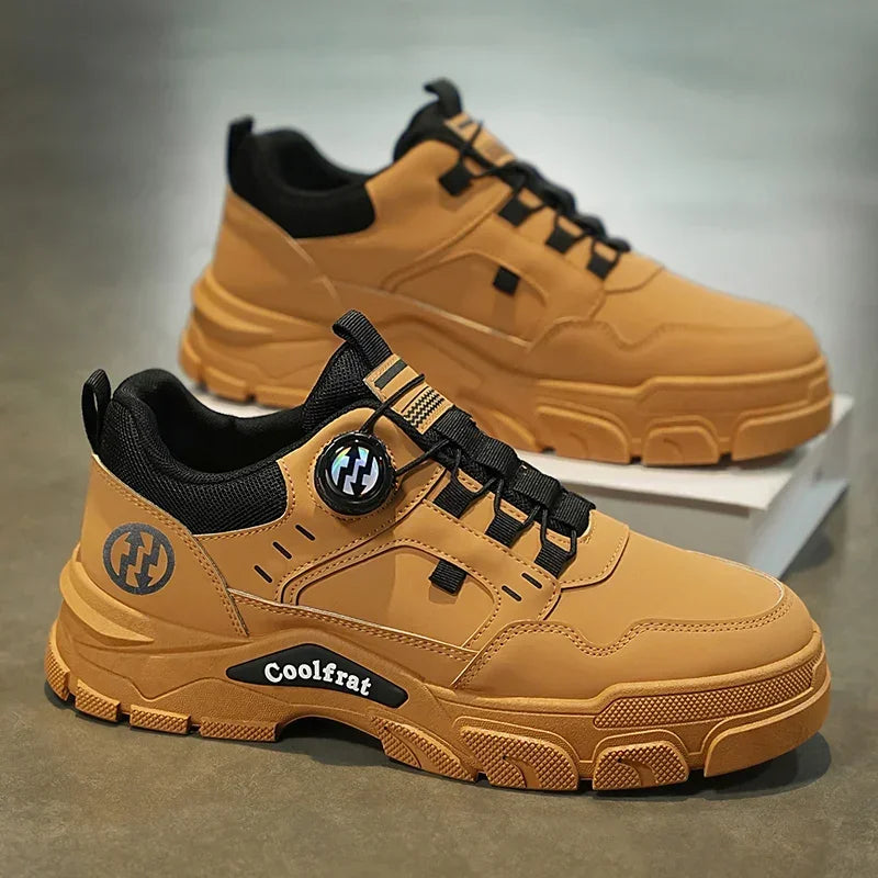 New Men's Shoes Low-top Rotating Buckle Sports Casual Trendy Outdoor Waterproof Work Shoes EVA Sole Rubber Zapatillas Hombre