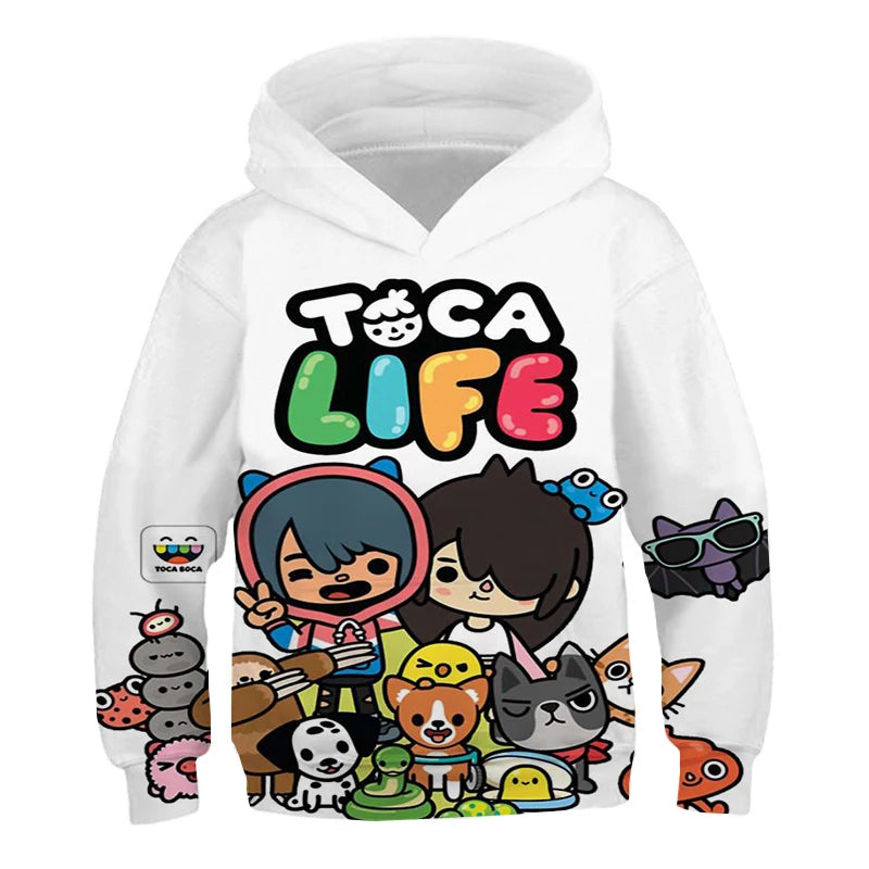 Hoodies 3D Print Game Toca Life World Toca Boca Virtual Toy Creator Sweatshirts Boy Girl Hooded Sweatshirts Kids Oversize Hoodie