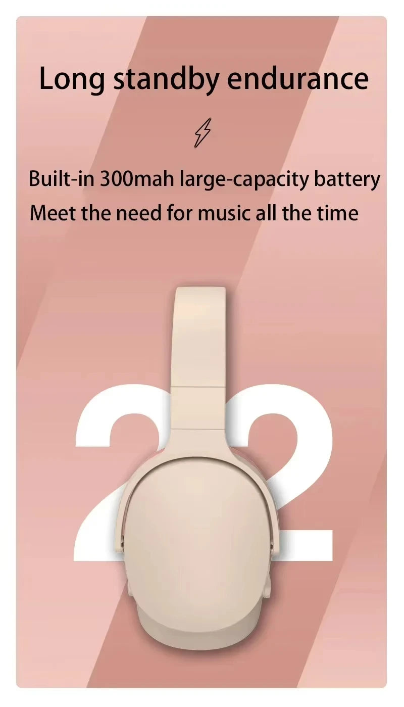 Wireless Bluetooth 5.3 Headphones over Ear Hifi Stereo Headsets True Sports with Earphones Tf/Aux Music Player with Mic