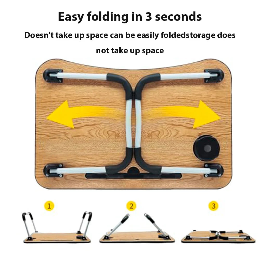 Folding Laptop Desk for Bed Sofa Laptop Bed Tray Table Desk Portable Lap Desk With tablet slot and cup holder Table support