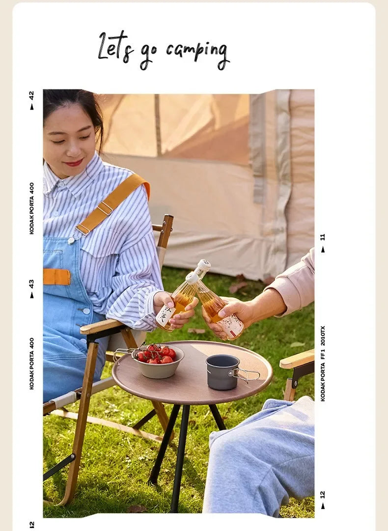 Telescopic Folding Round Table Outdoor Three-legged Dining Table Portable Aluminum Alloy Coffee Table Hike Picnic Liftable Table