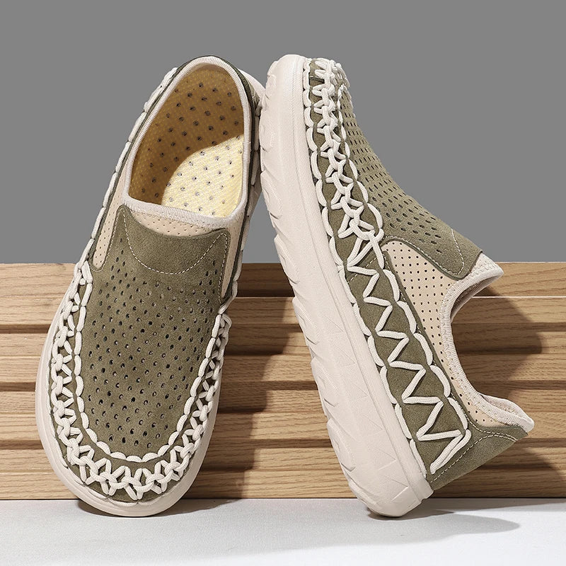 Summer Hand-woven Men's Shoes Fashion Men Casual Shoes Brand Designer Men Sneakers High Quality Outdoor Flats Driving Shoes