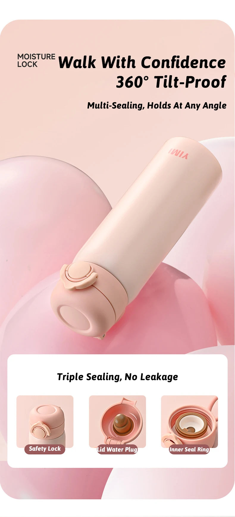 500ml Thermos Large Capacity Stainless Steel Thermal Water Bottle Portable Vacuum Cup with Handle Double-layer Travel Tumbler