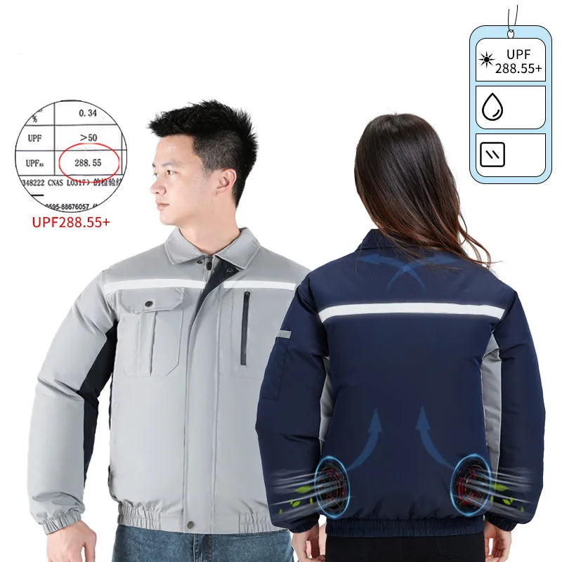 New Loose Cooling Work Clothes For Both Men And Women Summer Sun Protection Jacket Air Conditioning Suit With Two Fans Clothing