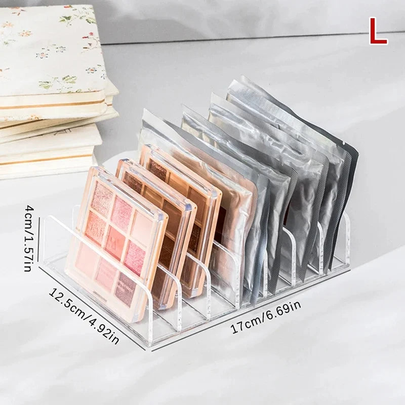 7-Compartment Desktop Makeup Storage Box Plastic Organizer for Cosmetics Blush Eyeshadow Display Tray