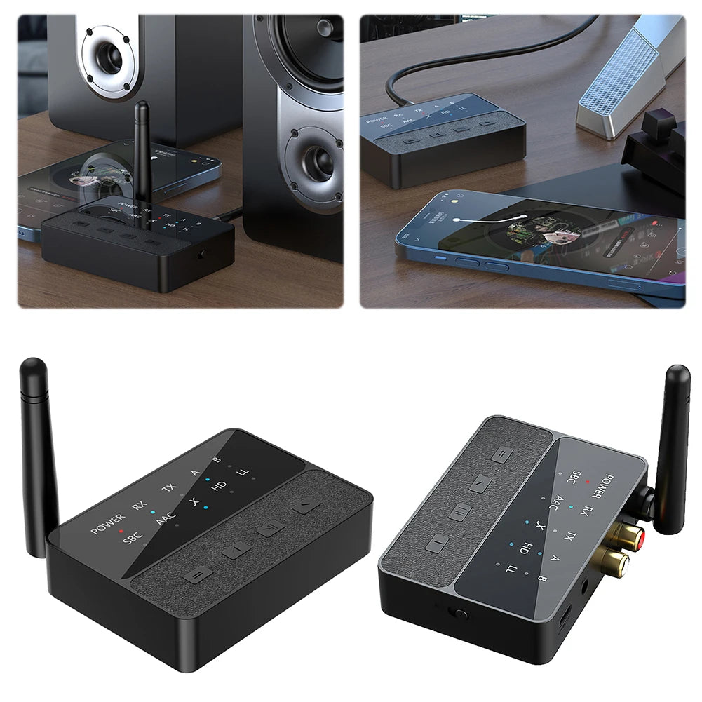 Bluetooth-Compatible 5.3 Wireless Stereo Receiver Transmitter 3.5mm AUX/RCA 2 In 1 Wireless Audio Dongle for Speaker TV PC