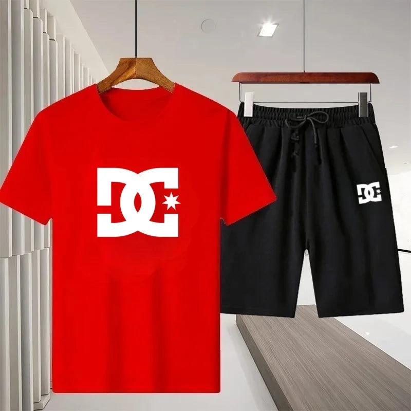 2026 Summer Men's Outdoor Leisure Sports Jogging Fitness Quick-Dry Set - Round Neck Short-Sleeved T-shirt and Shorts 2-Piece Set