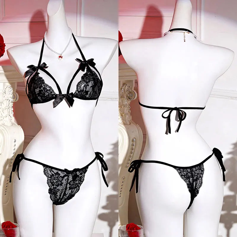 Bras For Woman Transparent Underwear Hot Erotic Sexy Lace Set Push Up Bra With Panty Set Ruffle Lingerie Set Briefs Sets