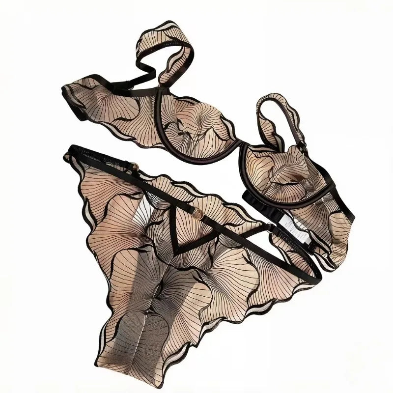 Lingerie Brodée Ultra-Fine Sexy Européenne Minimiseur Pour Gros Seins Dentelle Transparente Amincissante Pure Séduisante 32-38