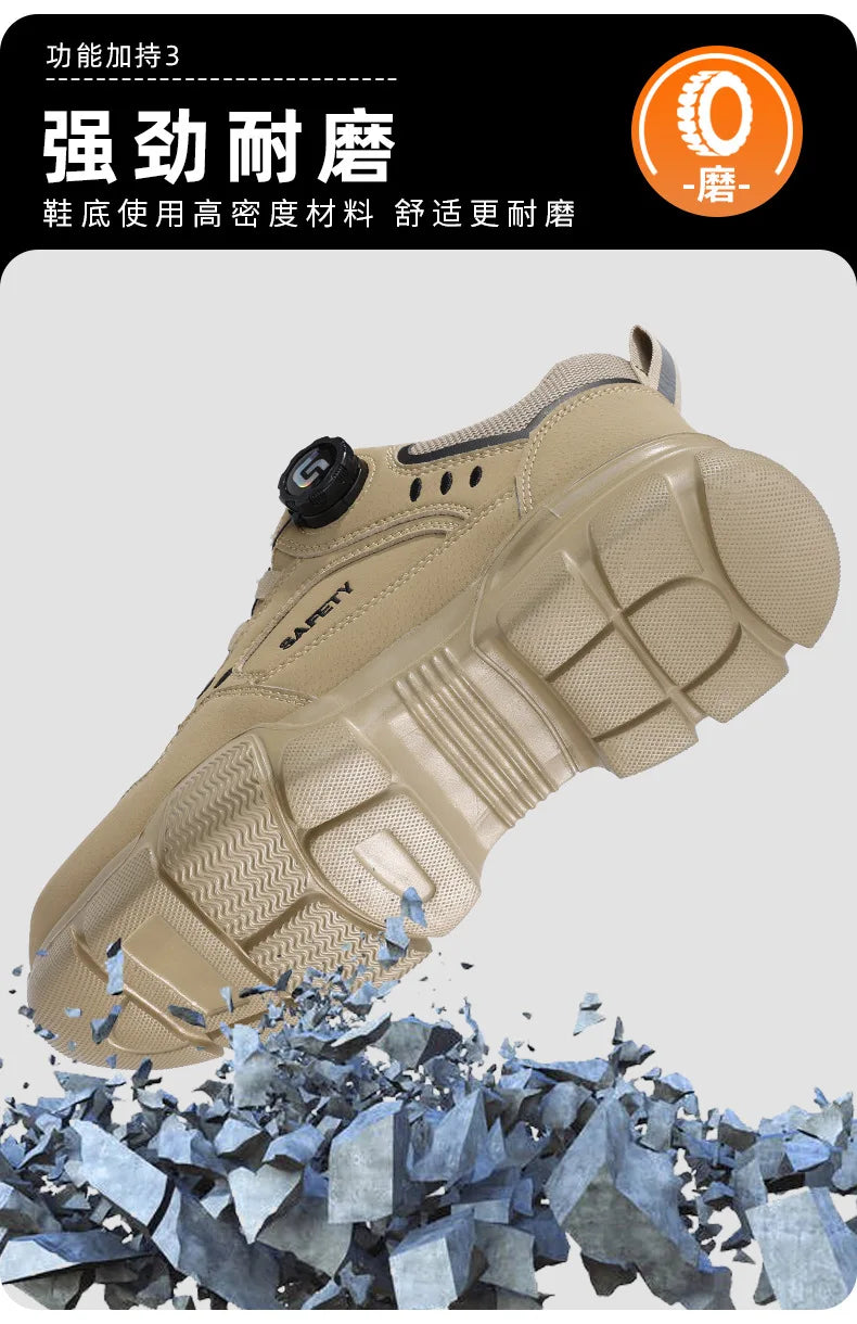 Men Shoes Safety Work Shoes Anti-smash Anti-puncture Safety Steel Toe Shoes High-cut Waterproof Anti-slip Light Soft Ankle Boots