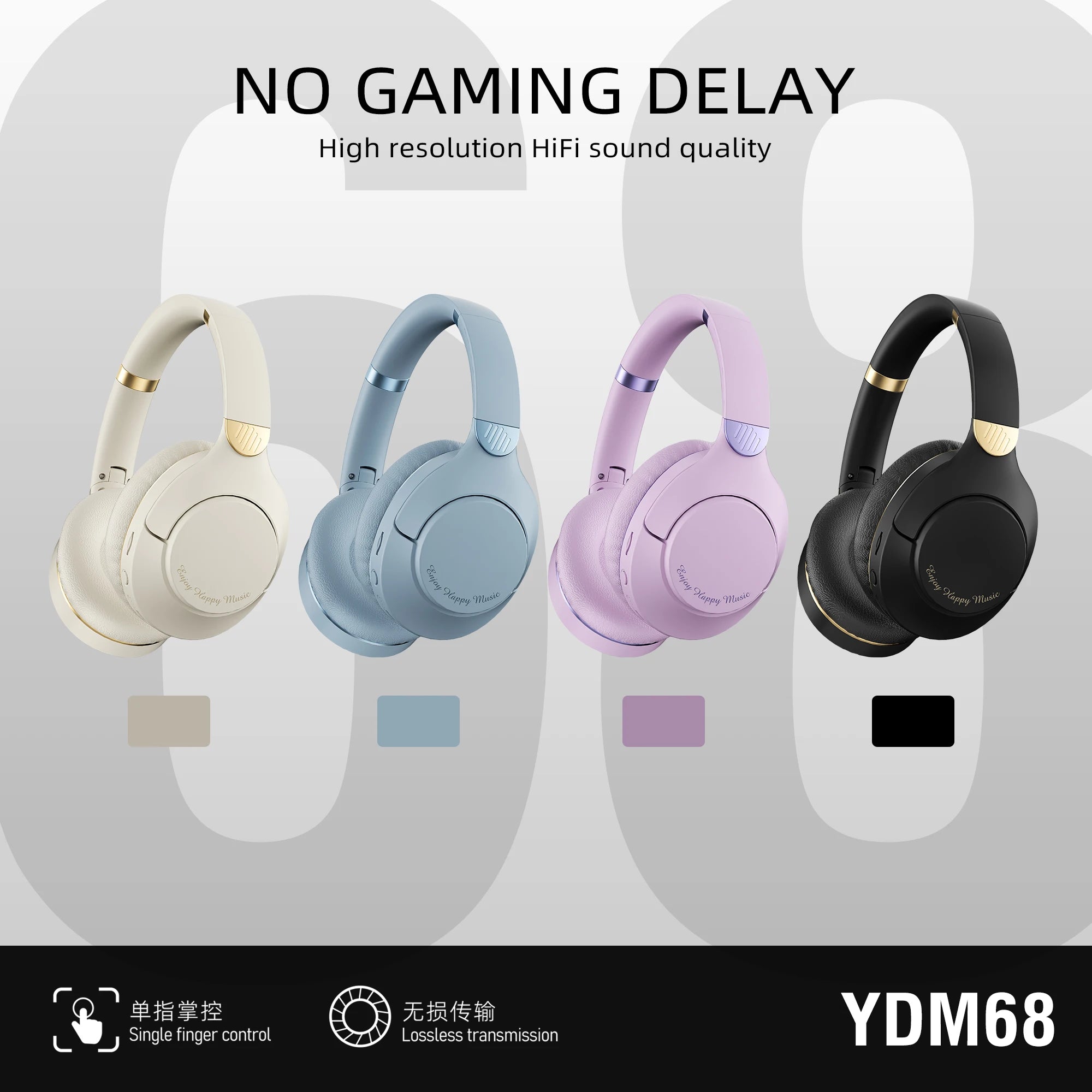 Original Bluetooth 5.3 Headphones Hi-Res Audio Over-Ear Wireless Bluetooth Earphones Professional Stereo Headset Support TF card