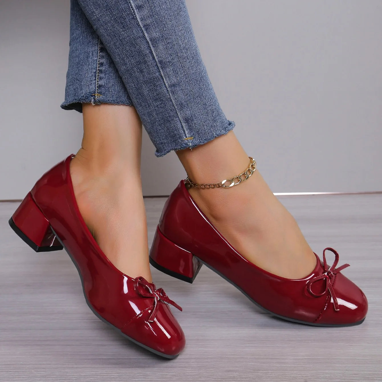 Shoes Women Pumps Platform Heels Women Round Toe Bow-knot Sweet Ballet Shoes Office Woman Mary Jane Shoes Zapatos De Mujer