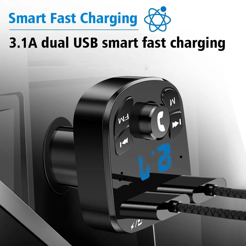 Bluetooth 5.0 Car Bluetooth Audio MP3 Player 3.1A Fast Charging Dual USB Car Charger Adapters Bluetooth FM Transmitter Receiver