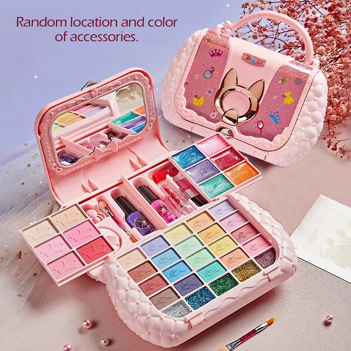 Children's cosmetics set, girl's mirror, princess, real washable, pretending to play with beauty toys, non-toxic and safe gift