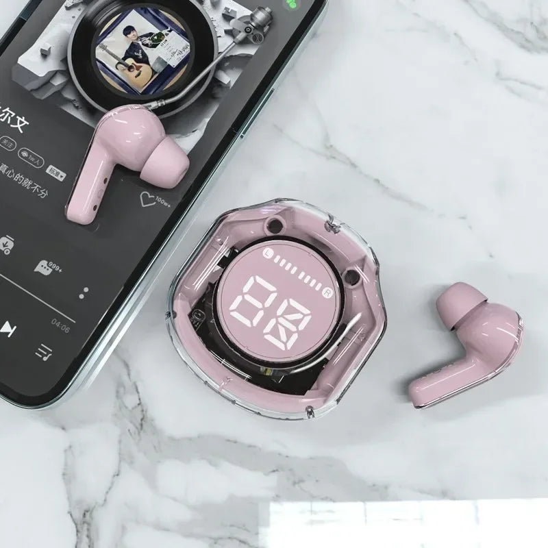 Bluetooth Earbuds Transparent with LED Digital Display Wireless In-Ear Earphone for Xiaomi Huawei iPhone Headphone