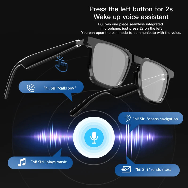 Wireless Bluetooth Headphones  Bluetooth Calling Smart Glasses Music Playback Anti-blue light glasse Waterproof Business glasses