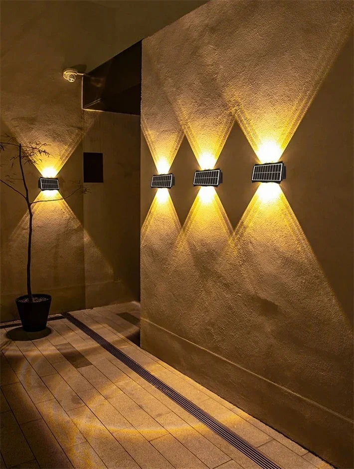 Solar LED Light Wall Lamp Outdoor Waterproof High Brightness Up and Down Luminous Lighting for Outdoor Garden Decoration