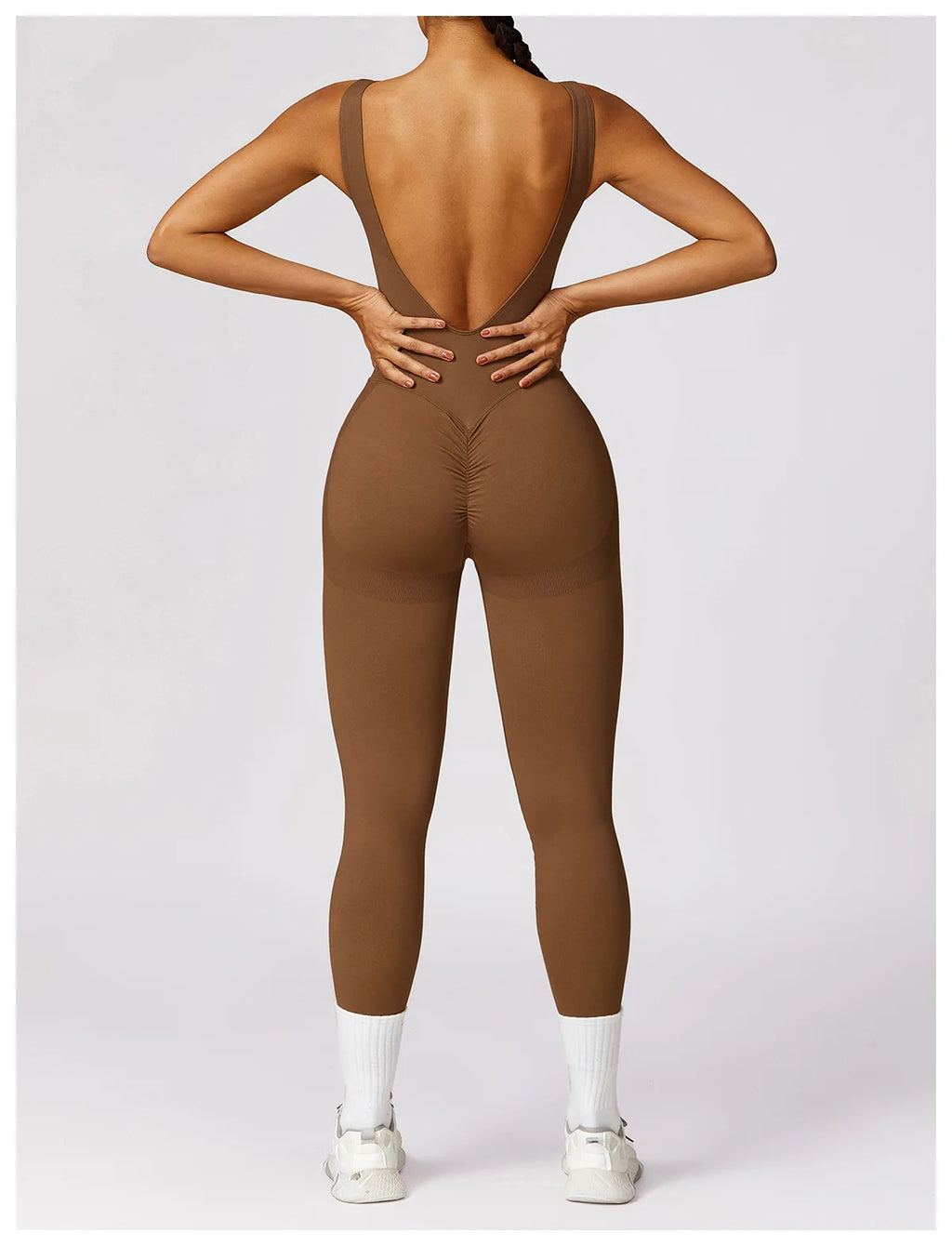 Backless Scrunch Sport Jumpsuits Raises Butt Women Sexy Monkeys One Piece Yoga Clothes Seamless Gym Fitness Dance Overalls Black