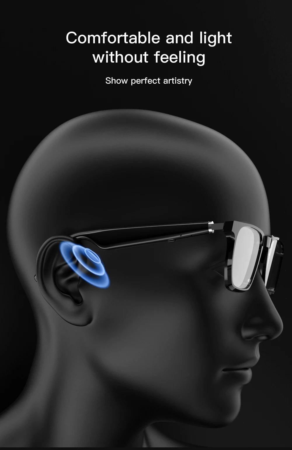 Wireless Bluetooth Headphones  Bluetooth Calling Smart Glasses Music Playback Anti-blue light glasse Waterproof Business glasses