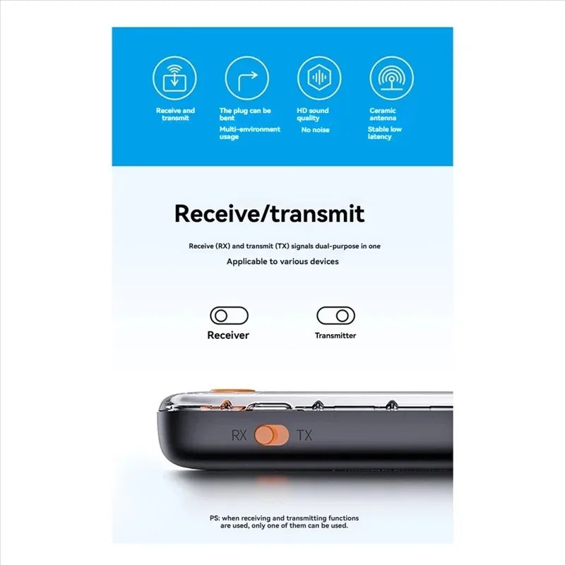 Bluetooth 5.3 Audio Receiver Transmitter AUX With Mic Stereo Music Wireless Adapter  For Home Stereo/Bluetooth Earbuds/PC