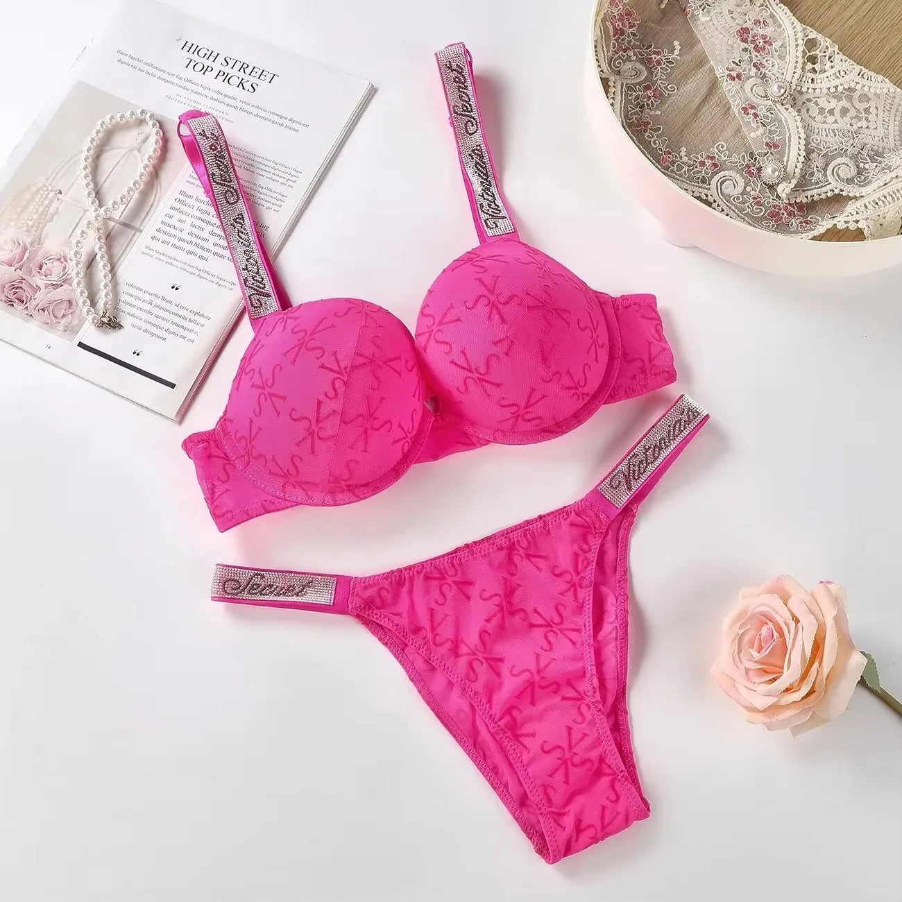 New Bra Panty Set Women Lace Push Up Bralette Seamless Comfortable Breathable Lingerie Home Wear Set Lingerie Set Underwear Set
