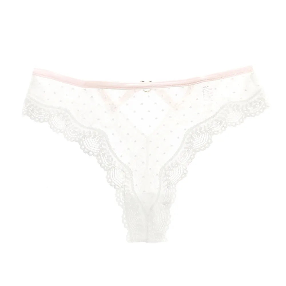 Lingerie Low Waist Lace Panties Thong Hollow Out Underwear for Women Transparent Dots Mesh Lace Briefs Girl