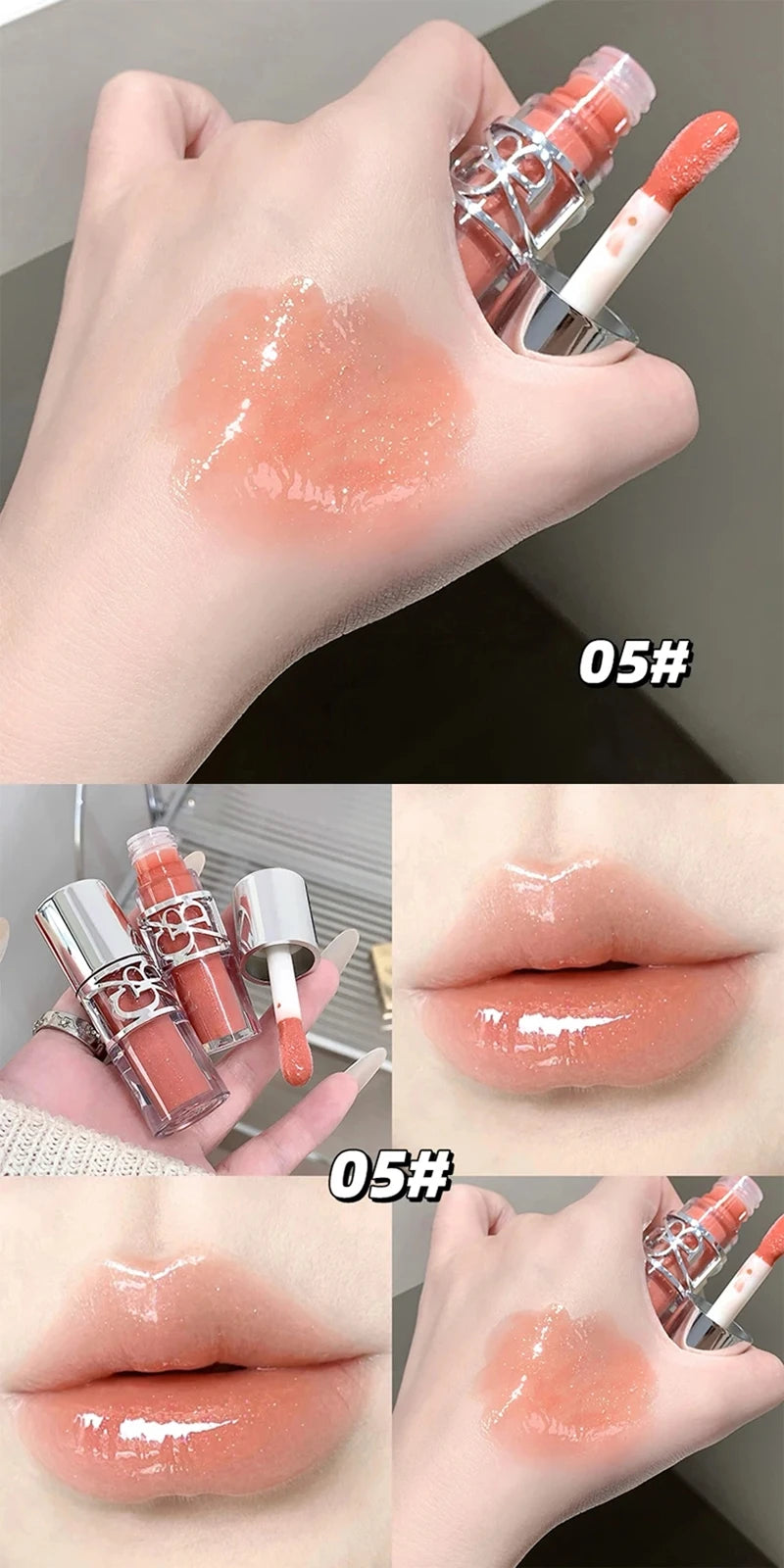 Clear Glass Gray Coffee Shine Lip Gloss Mirror Watery Moisturize Plumper Long Lasting Lip Tint Juicy Lip Oil Gloss Stain Makeup