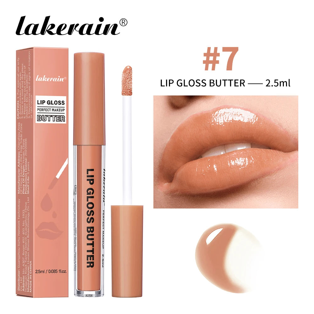 Lakerain Lip Gloss Butter  Long Lasting Non-stick  Beauty Waterproof Lip Stain Makeup Plumping Hydrating Lip Gloss Cosmetics