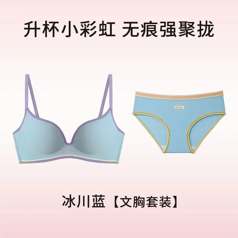 Push Up Seamless Bra for Small Chest | Colorful Dopamine Padded Bralette | Comfort Lift & Sexy Look for Women  Bra and Panty Set