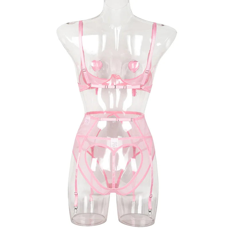 Bra Set Breast revealing deep V-shaped binding strap tassel hollow out sexy lingerie sexy set diamond girl bra and panties sets