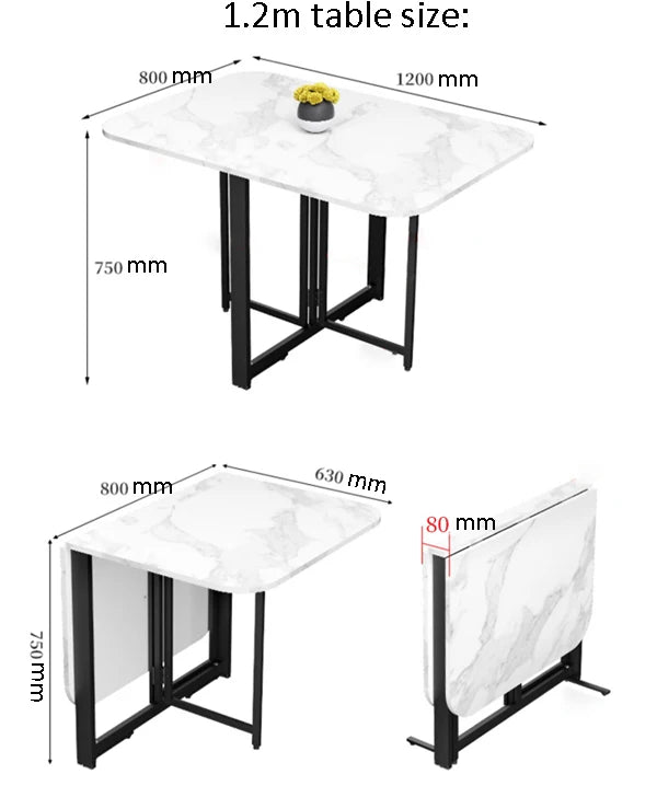 Foldable Rectangular Dining Table 100/120/140 Cm for Small Space Home And Restaurant Furniture Compact Meal Folding Table