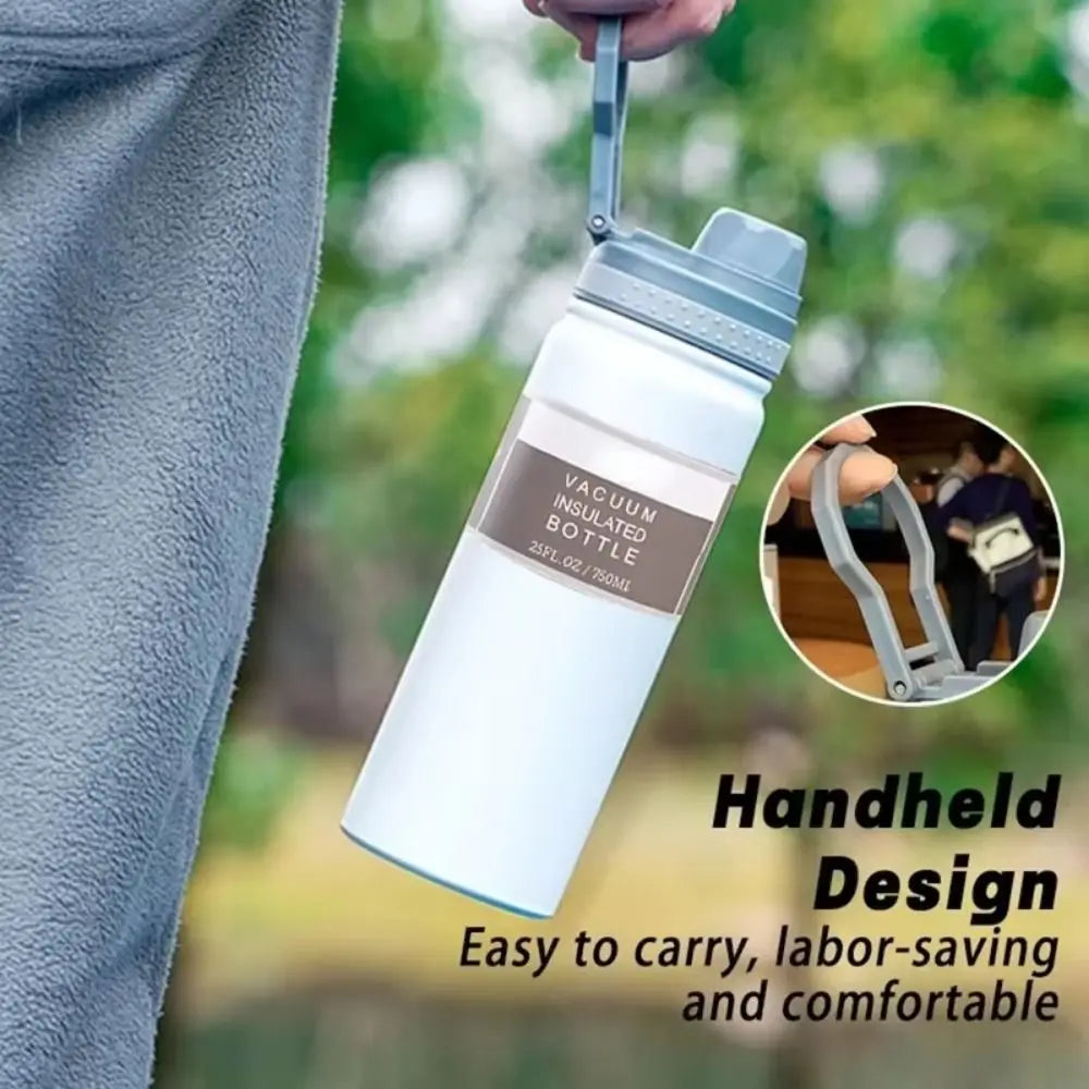 Reusable 750ML Thermal Water Bottle Large Capacity Wide Mouth Sport Thermos Cup Leak Proof Handheld Vacuum Flask Household