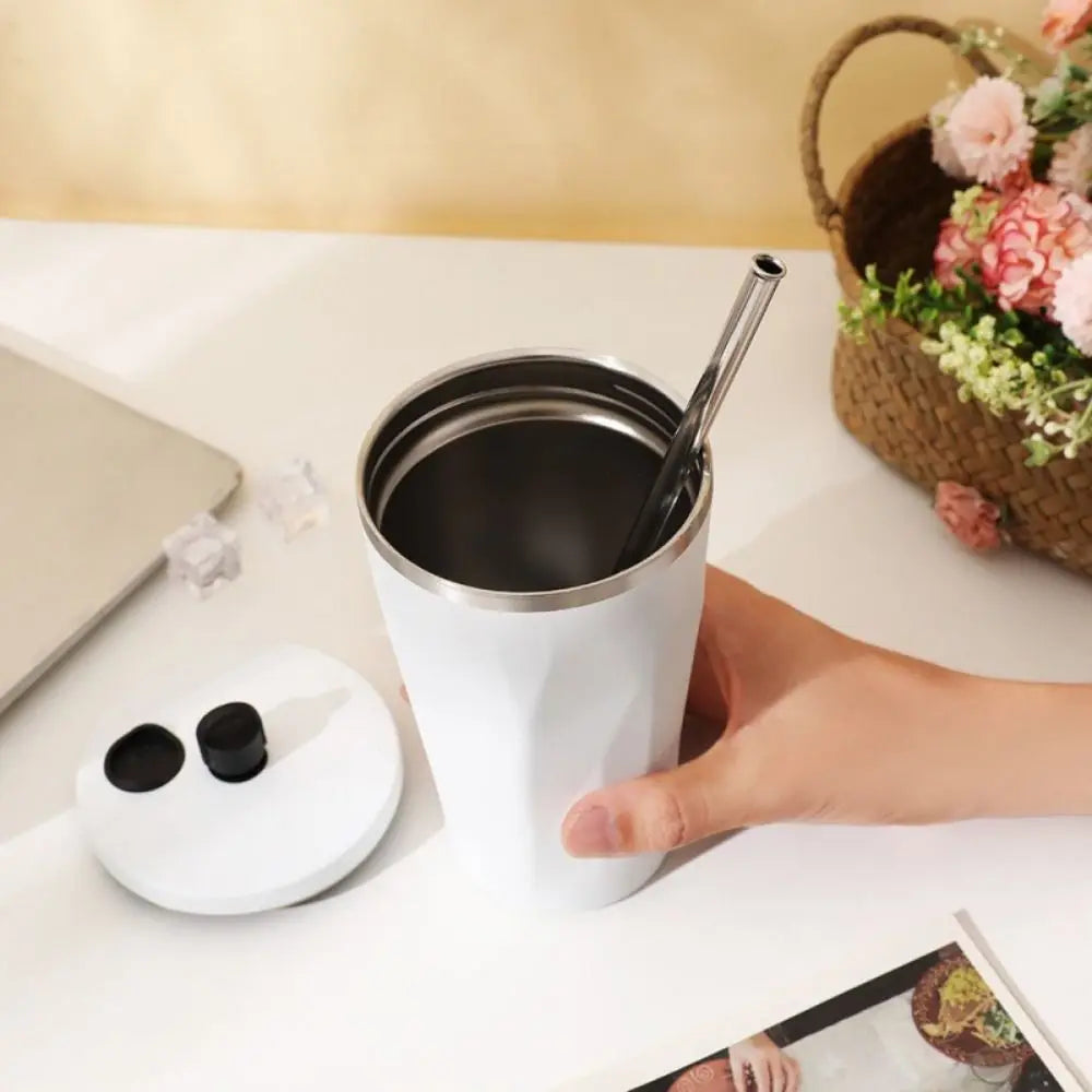 Creative Travel Insulated Tumbler Vacuum Insulated with Straw Stainless Steel Thermal Mug Leak Proof 600ML Fashion Thermos Cup