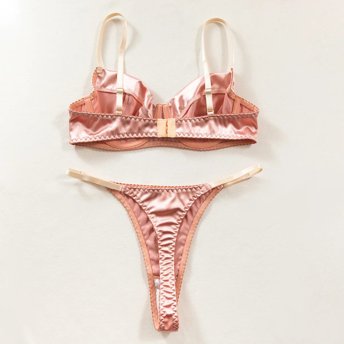 Sexy Burgundy Ruched Bra Set with Textured Fabric, Deep V Design, and High-Cut Panty for a Flattering Fit