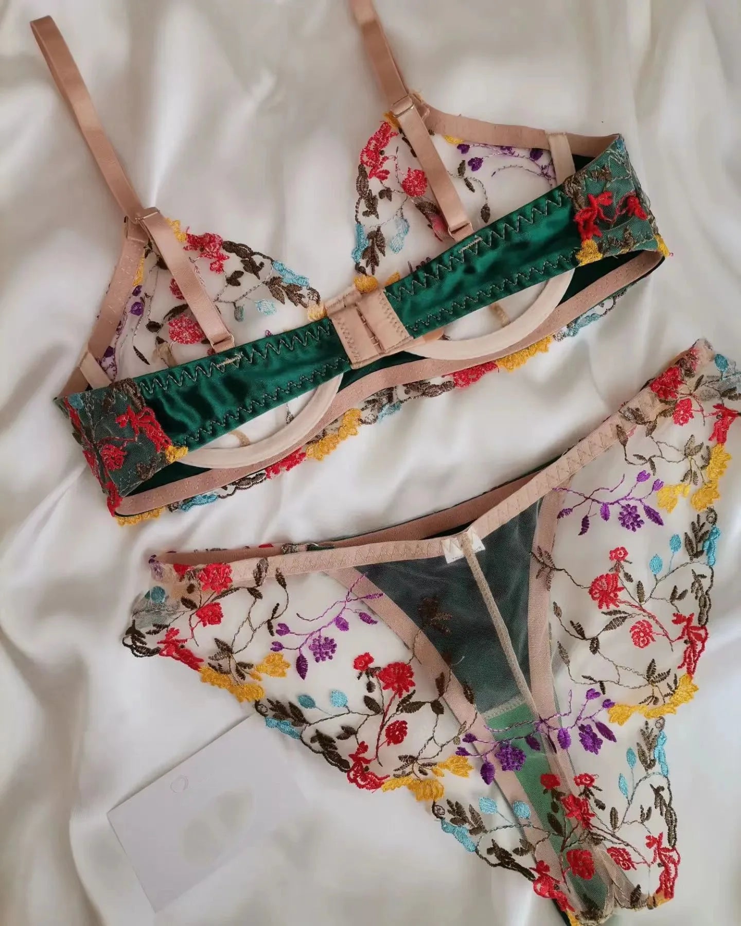 Women Bra and Briefs Sets Lace Flower Embroidery Sexy Perspective Underwire Erotic Lingerie Panty Two-Piece Underwear Set 2026