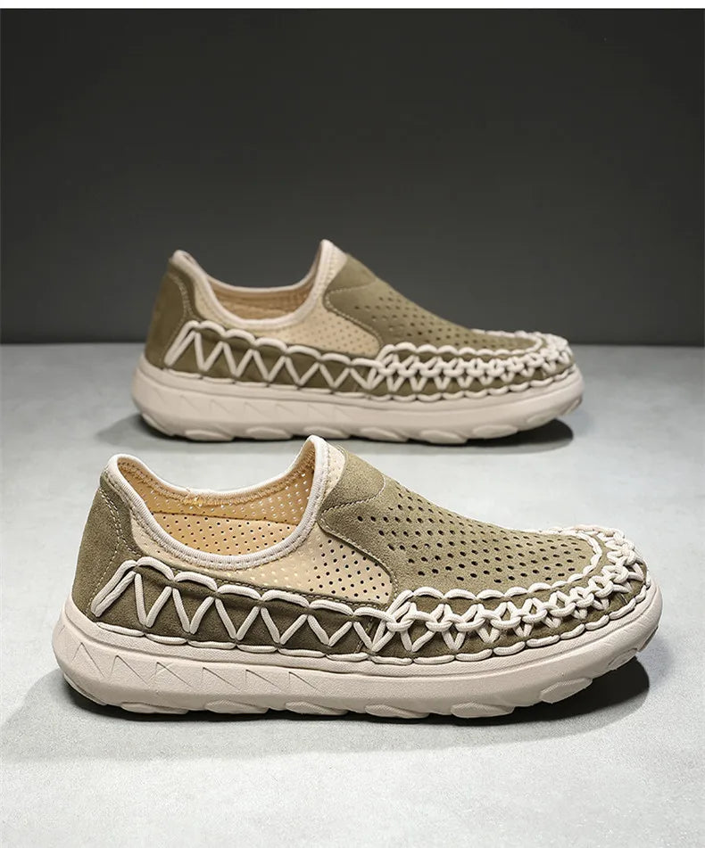 Summer Hand-woven Men's Shoes Fashion Men Casual Shoes Brand Designer Men Sneakers High Quality Outdoor Flats Driving Shoes