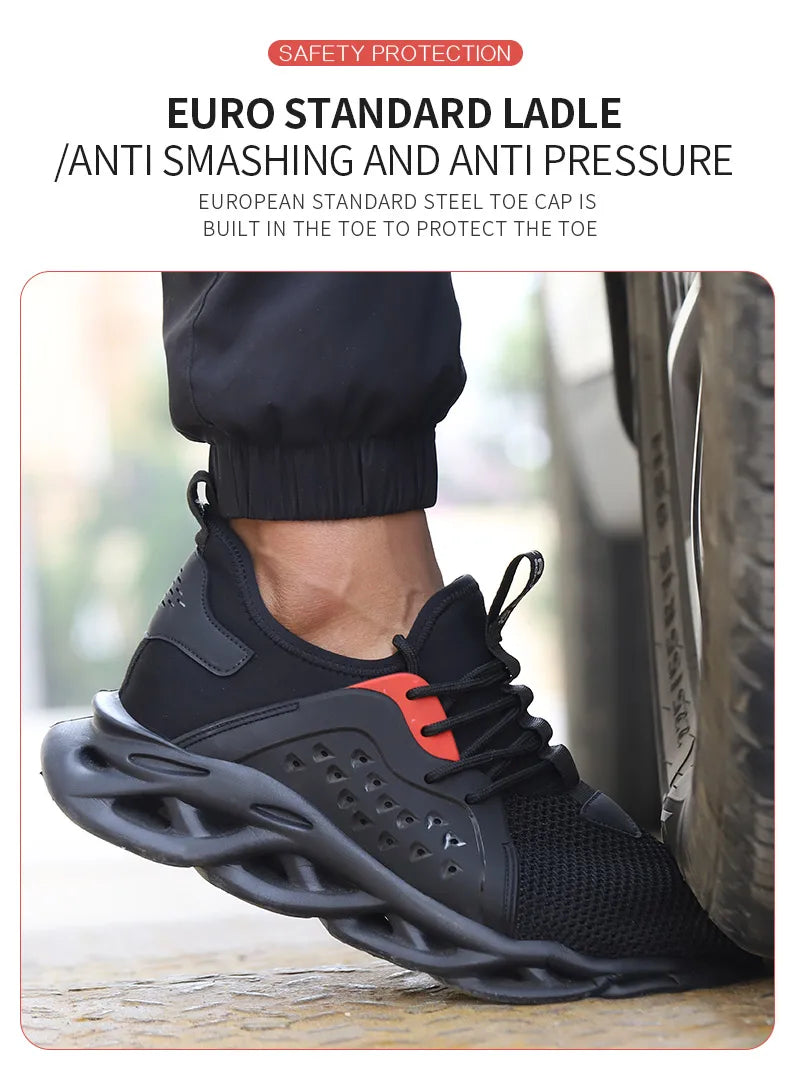 Work Safety Shoes Men Lightweight Indestructible Work Sneakers Security Steel Toe Shoes Safety Protective Boots Roofing Shoes